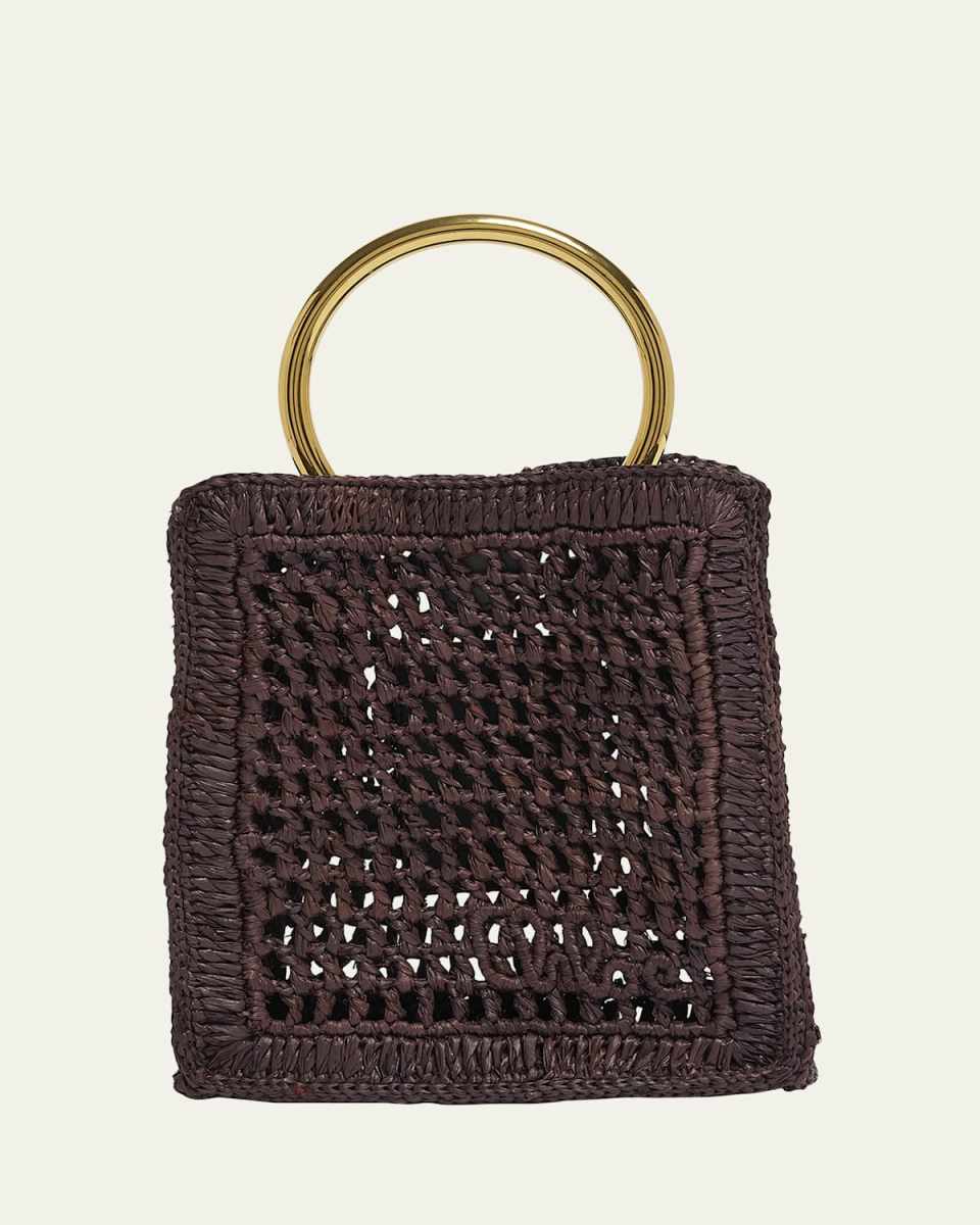 Summer Banana Tote Bag in Crochet Paper and Leather